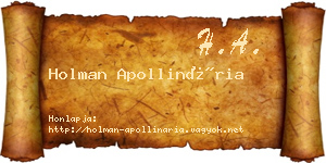 Holman Apollinária névjegykártya